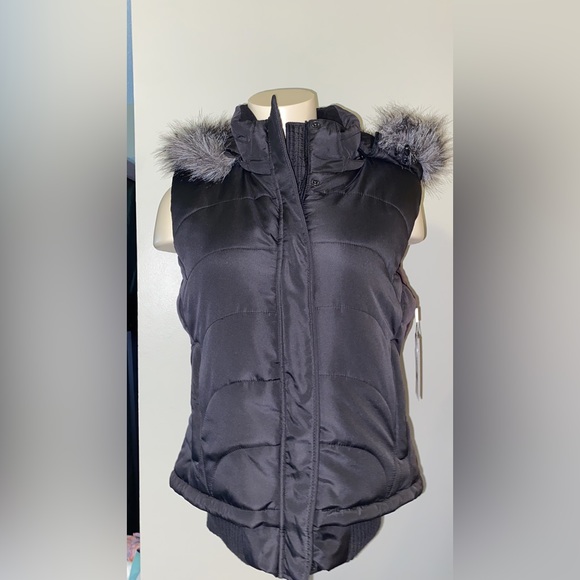 Calvin Klein Womens Black Quilted Faux Fur Puffer Vest Outerwear - Picture 3 of 16